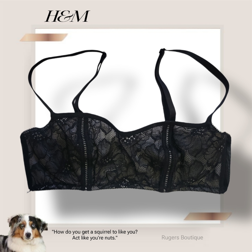 🌿H&M Black Lace Bralette Women's Size 32C - Picture 6 of 6